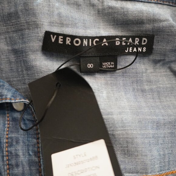 Veronica Beard Sierra Dress Blue Cotton Shirt Dress Rushed Size 00 New Tag - Picture 7 of 8